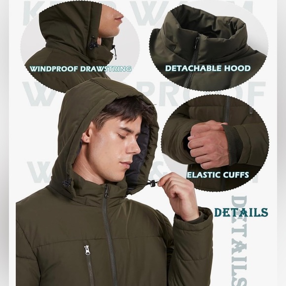 GG LEAF! Puffer Army Green Jacket. Detachable hood. Water resistant oute… - Picture 6 of 12